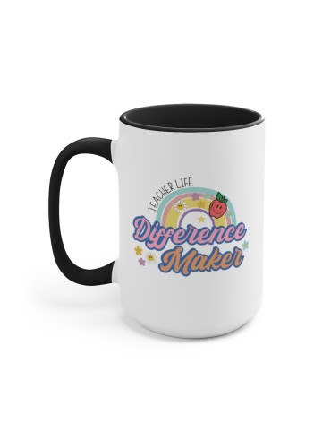 "Teacher Life Difference Maker" - Two-Tone Coffee Mug 15oz