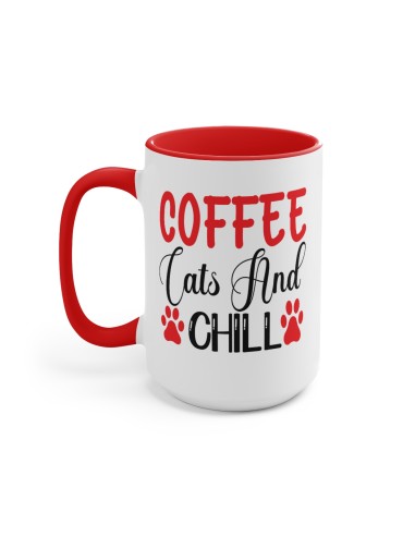 "Coffee Cats And Chill" #1 - Two-Tone Coffee Mug 15oz