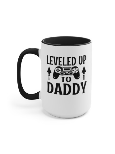 "Leveled Up To Daddy" - Two-Tone Coffee Mug 15oz