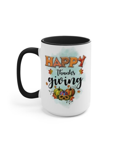 "Happy Thanksgiving" #3 - Two-Tone Coffee Mug 15oz