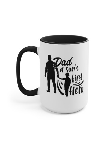 "Dad A Son's 1st Hero" - Two-Tone Coffee Mug 15oz