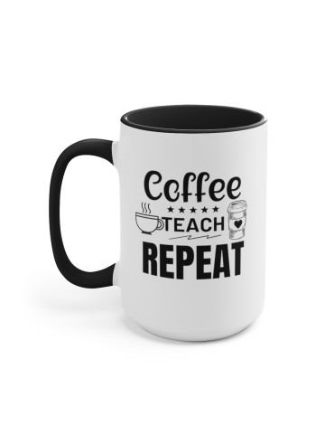 "Coffee Teach Repeat" - Two-Tone Coffee Mug 15oz