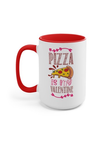 "Pizza Is My Valentine " #1 - Two-Tone Coffee Mug 15oz