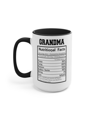 "Grandma Nutritional Facts" - Two-Tone Coffee Mug 15oz