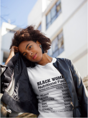 "Black Women Nutritional Facts" Jersey Short Sleeve Tee