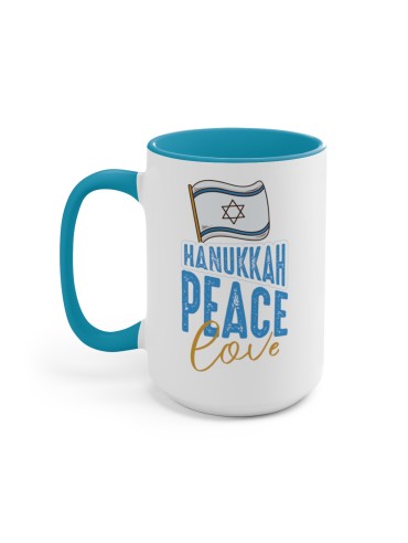 "Hanukkah Peace Love" #1 - Two-Tone Coffee Mug 15oz