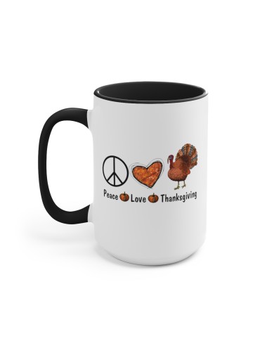 "Peace Love Thanksgiving" #1 - Two-Tone Coffee Mug 15oz