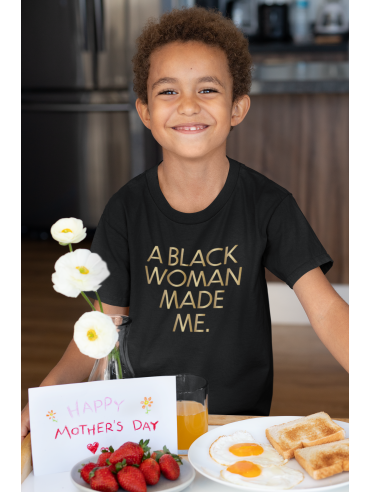 "A Black Woman Made Me" - Kids Heavy Cotton™ Tee 